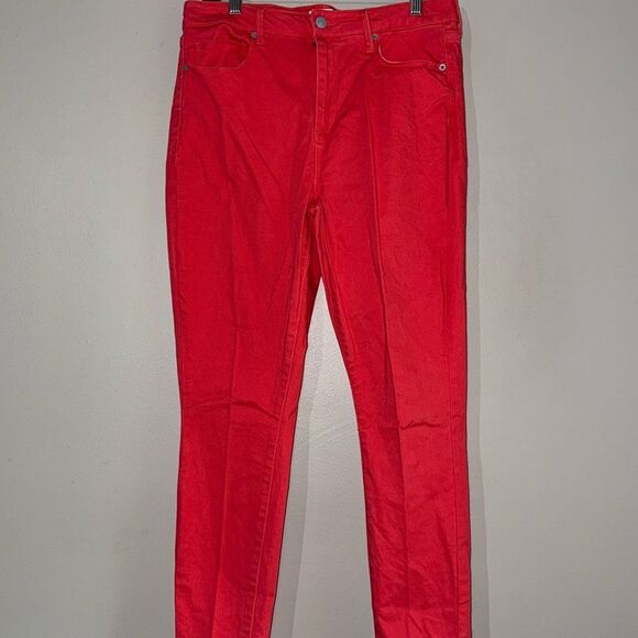 JustFab Coral Pink Skinny Jeans with Tapered Leg 32 - Picture 1 of 12